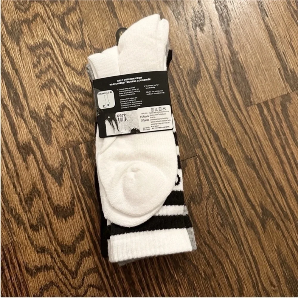 NWT Converse Half Cushion Crew Socks 3 Pack Mens 6-12